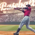 Baseball player hitting a ball