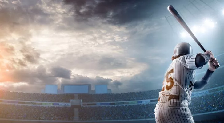 Baseball Player ready to swing bat